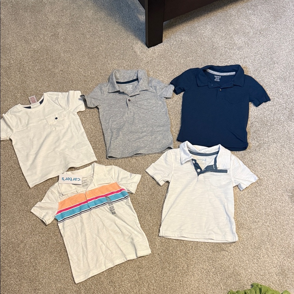 Kids Polo Shirt Set - White, Gray, and Navy